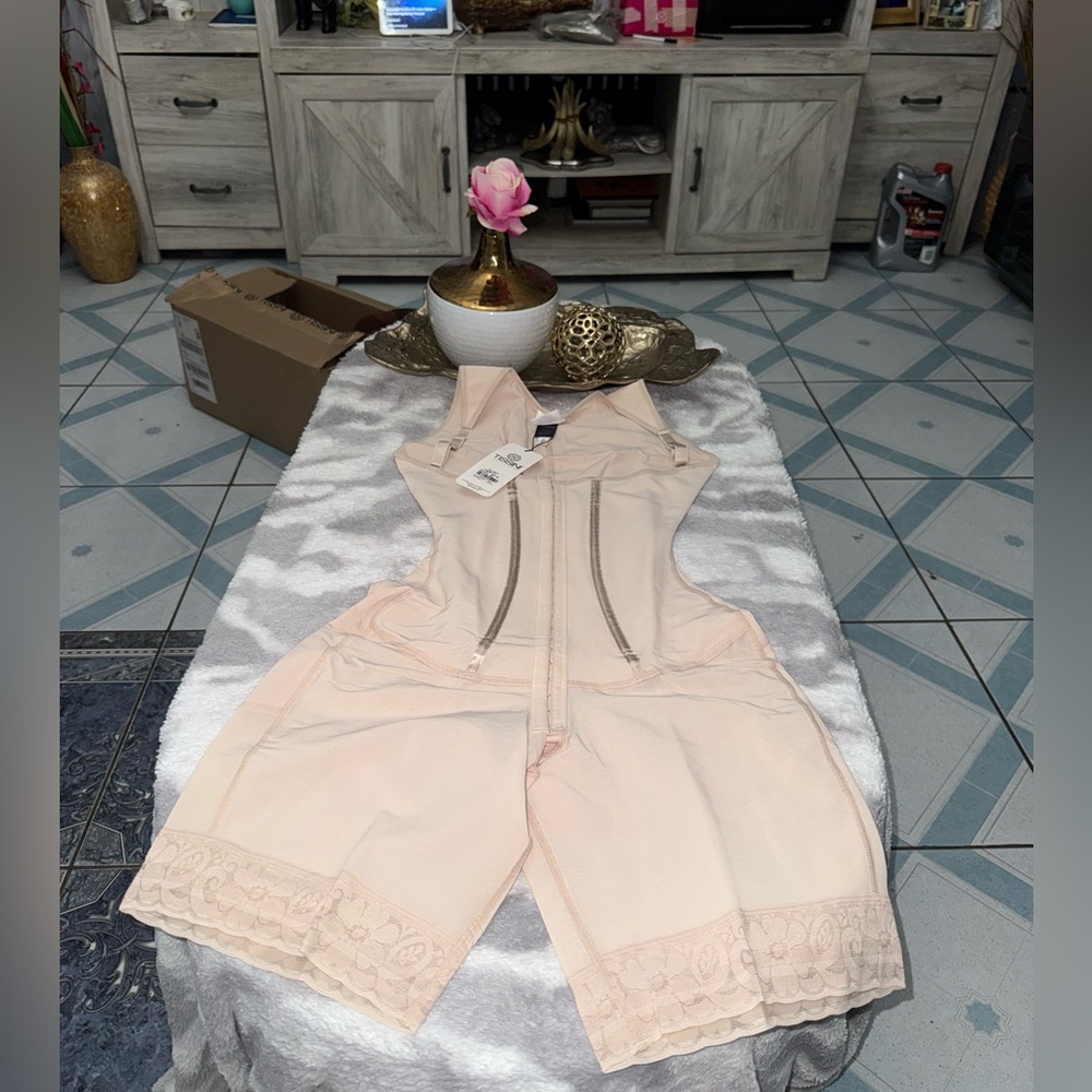 Beige Sleeveless Jumpsuit with Lace Trim